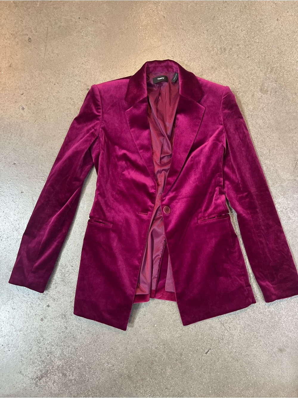 Theory Velvet Blazer in Fuchsia/Burgundy